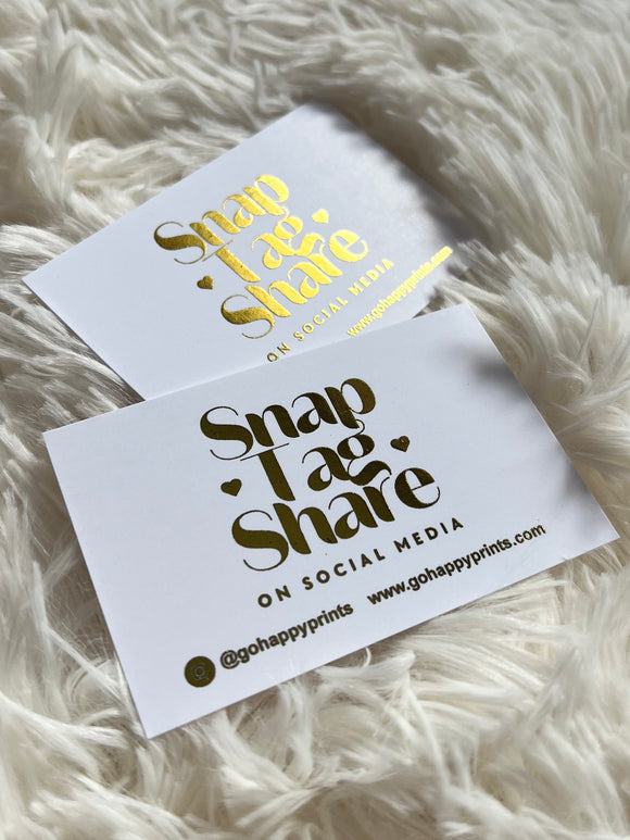 SNAP - TAG - SHARE Personalised Metallic Foil cards