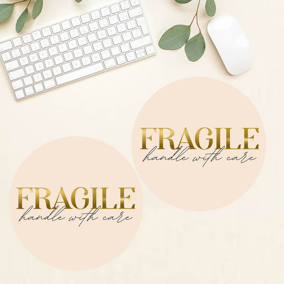 Fragile Handle With Care Stickers (Choose your Text & Background Color)