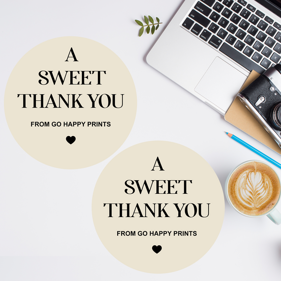 Personalised A Sweet Thank You Stickers (Choose your Text & Background Color)