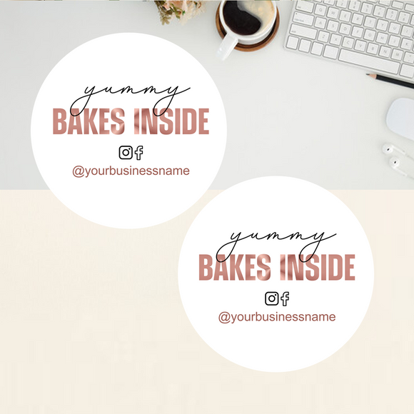 Personalised Yummy Bakes Inside Stickers (Choose your Text & Background Color)