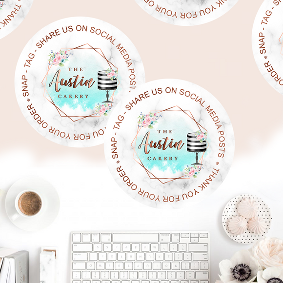 Thank you / Snap - Tag - Share circle stickers (3 sheets) - Customized Business Stationery | Cards & Flyers | Stickers | Packaging - Go Happy Prints