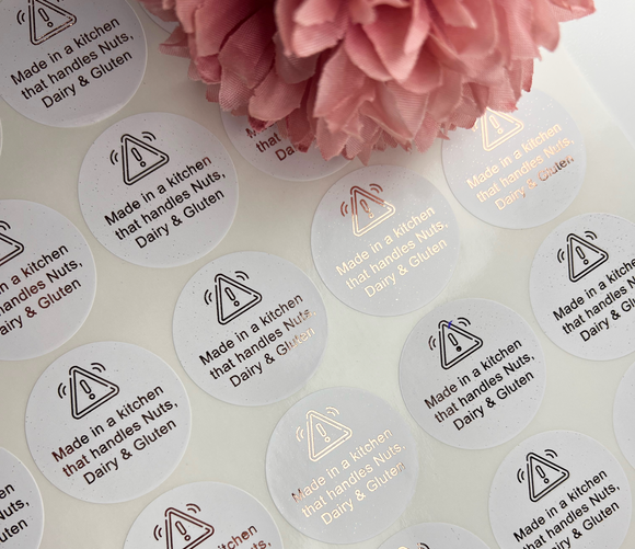 Made in a kitchen ... Metallic Foil Labels (choose your foil)