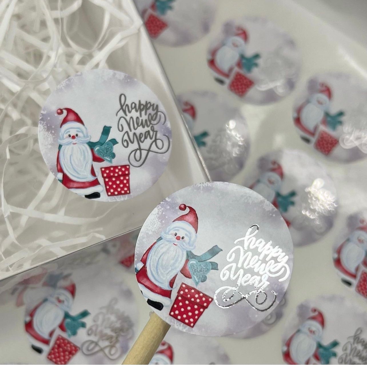 Happy New Year Metallic Foil Packaging Stickers - Image 2