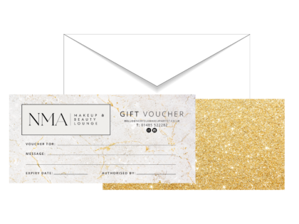 Personalised Color Print Gift Vouchers with Real Glitter Back