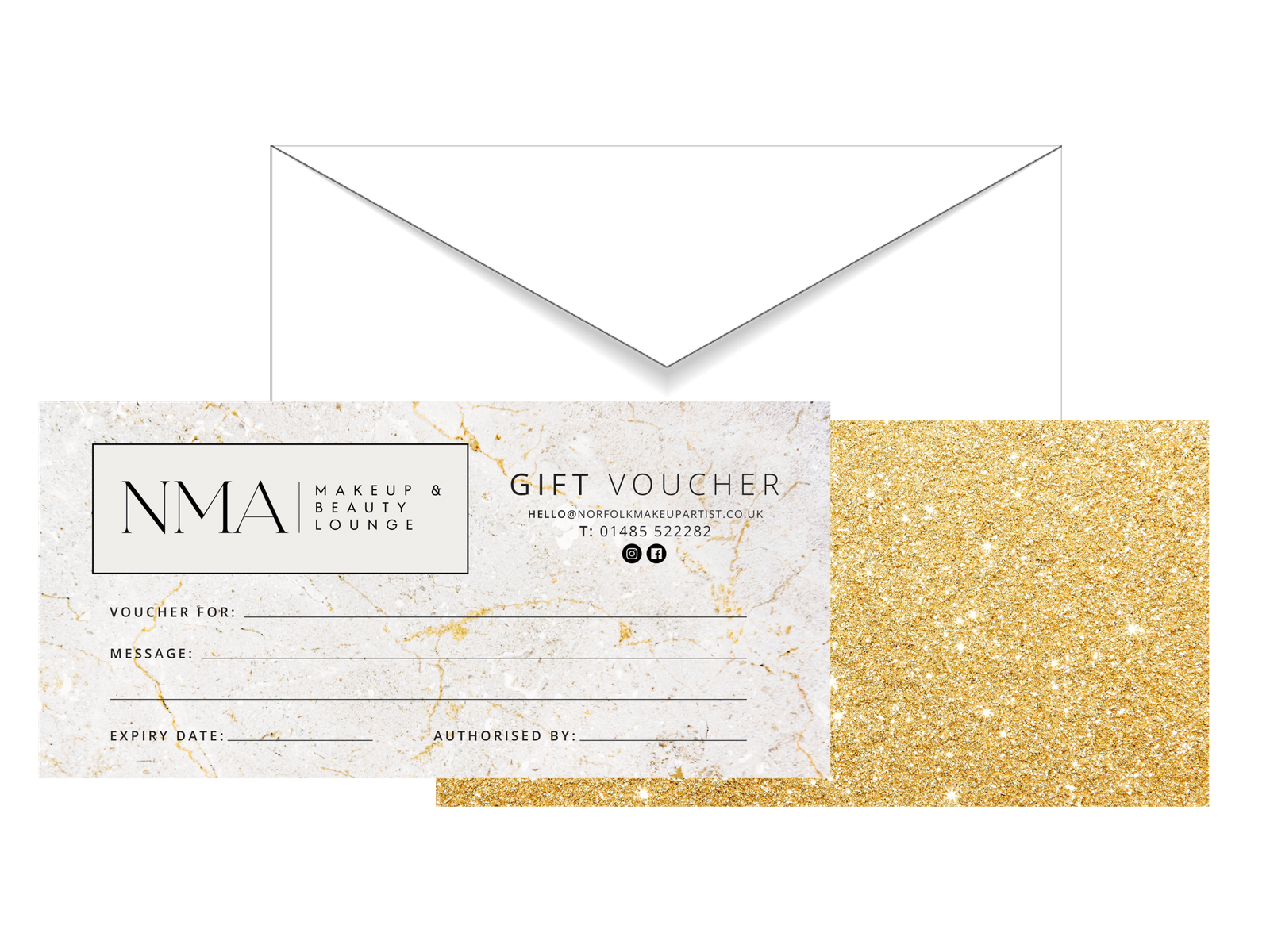 Personalised Color Print Gift Vouchers with Real Glitter Back