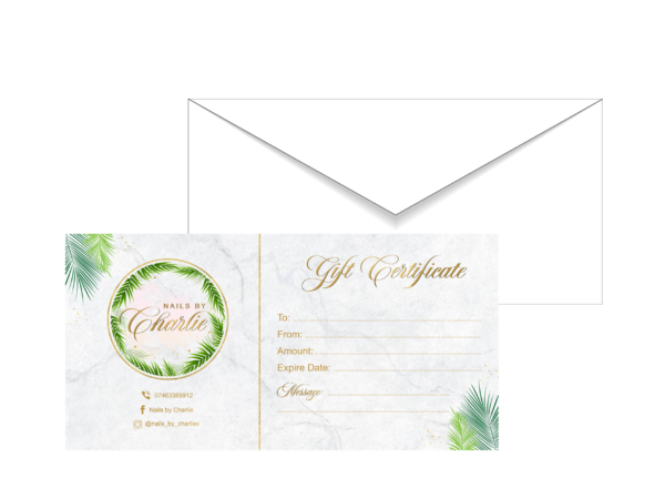 Single or Double Sided Personalised Gift Vouchers