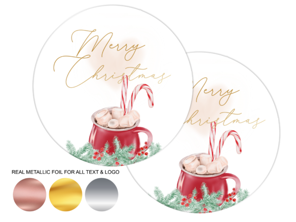Merry Christmas Foil Packaging Stickers