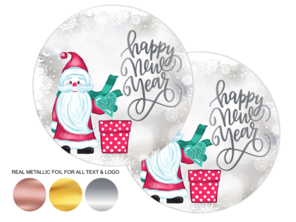 Happy New Year Metallic Foil Packaging Stickers