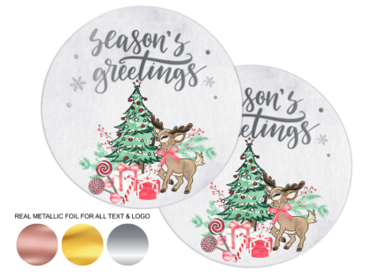 Merry Christmas Metallic Foil Packaging Stickers