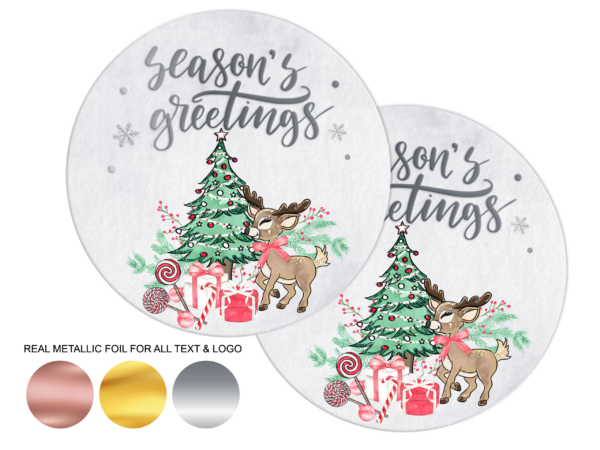 Merry Christmas Metallic Foil Packaging Stickers
