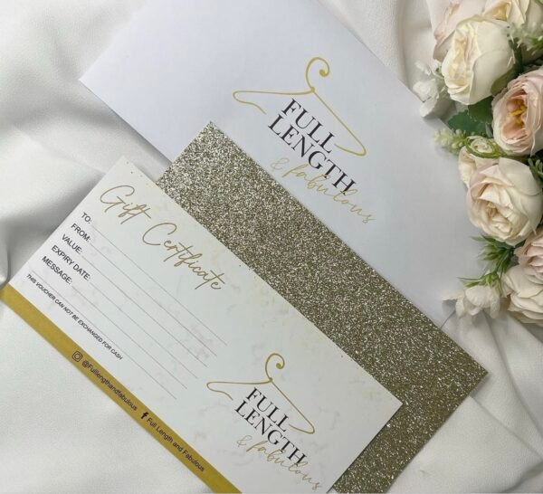 Personalised Color Print Gift Vouchers with Real Glitter Back