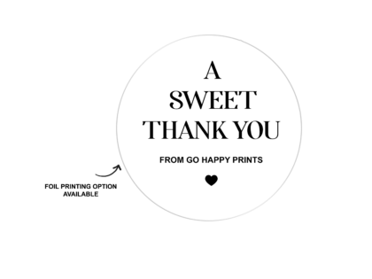 Personalised A Sweet Thank you circle stickers