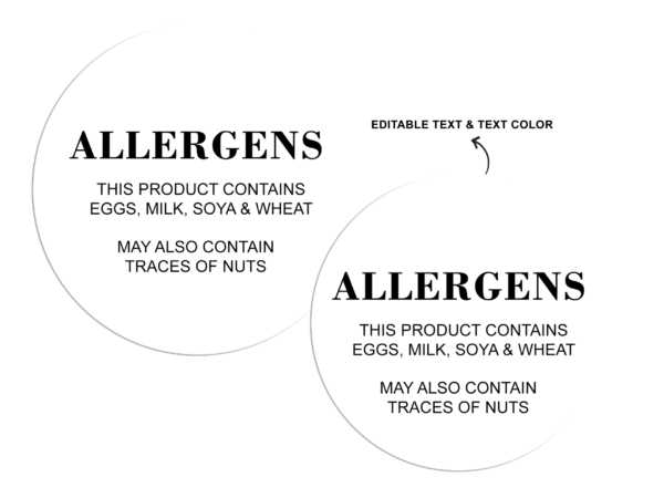 Personalised Allergens Packaging Stickers