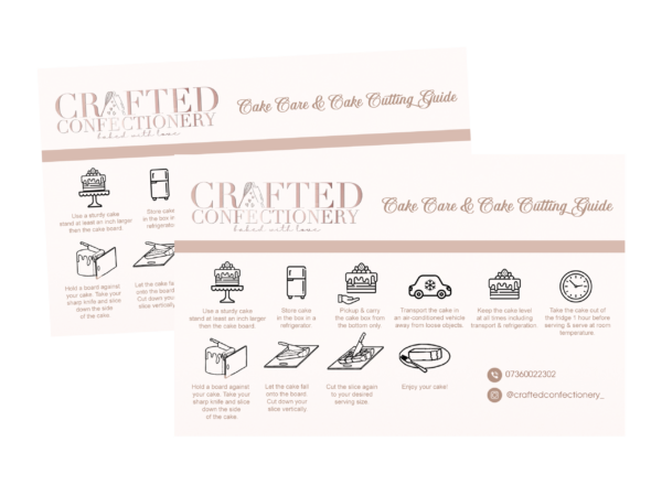 Custom Designed Cake care & Cutting Guide Labels