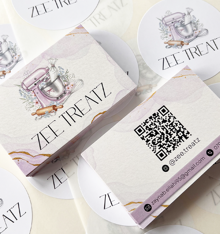 Bakery stationery set including cards and packaging